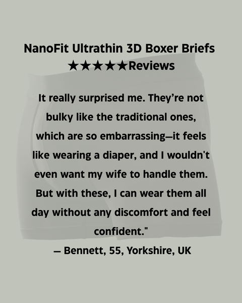 Positive Reviews of NanoFit Discreet Protection Boxer Briefs