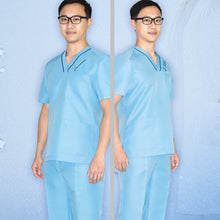 Load image into Gallery viewer, Men Scrub Top -NM6116 (light blue/ green/ blue)
