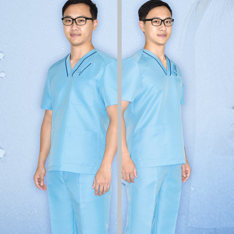 Men Scrub Top -NM6116 (light blue/ green/ blue)