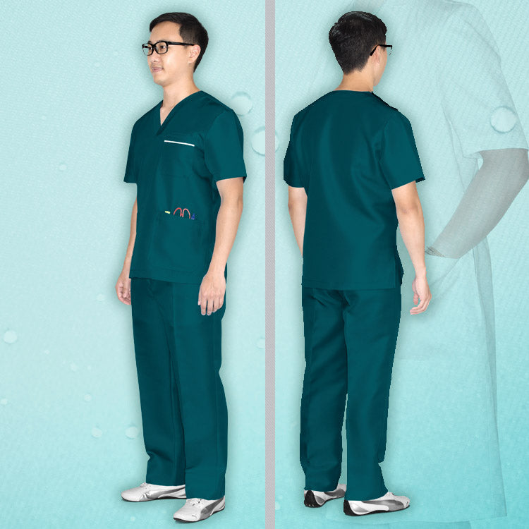 Men Scrub Top -NM6118 (light blue/ green/ blue)